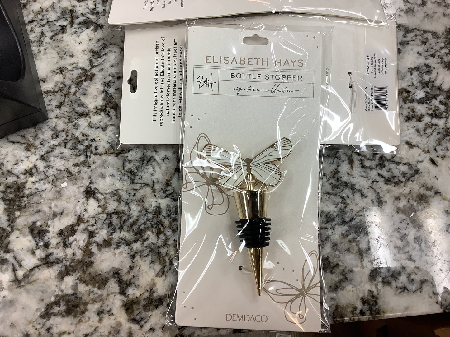 Bottle Stopper Cream & Gold Butterfly
