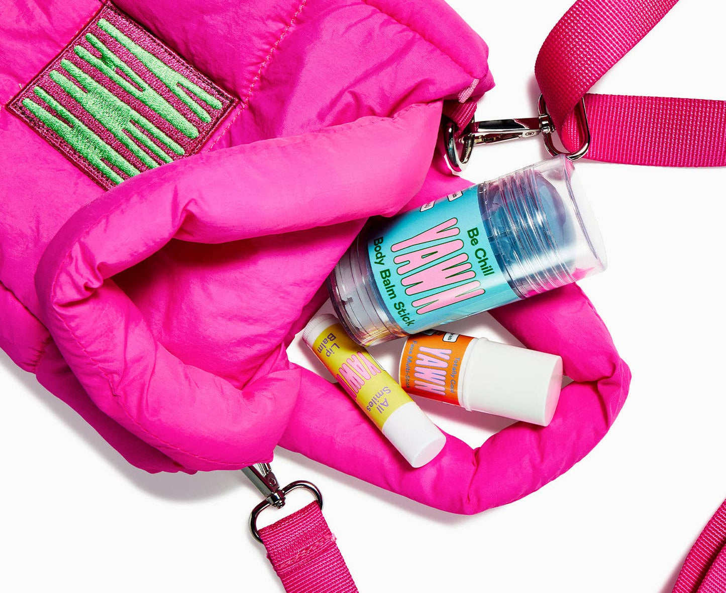 Pink Mini Puffy Crossbody Bag | Recycled Nylon | Preppy