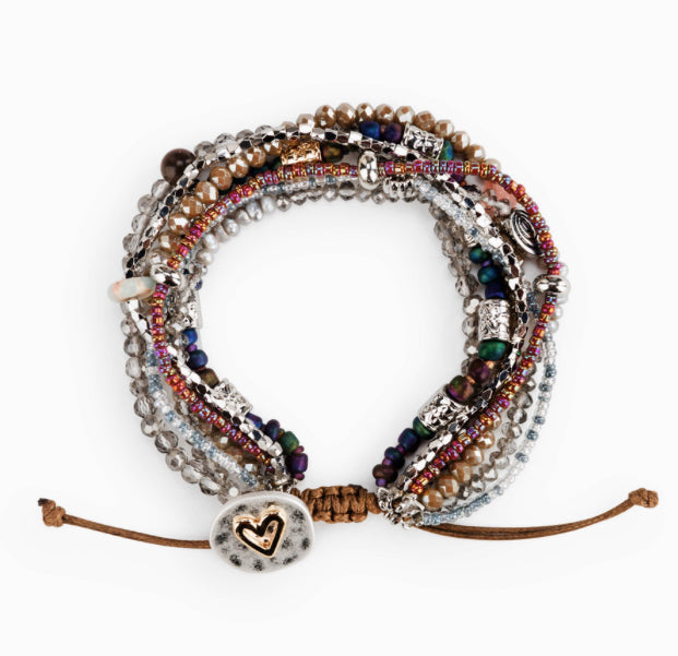 Beaded Love Bracelet -Gray