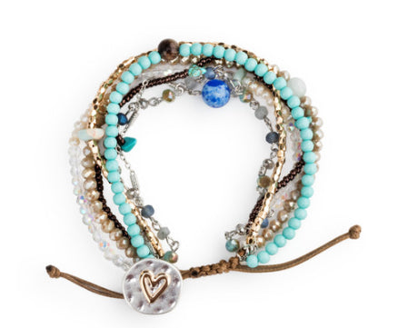 Beaded Love bracelet -indigo