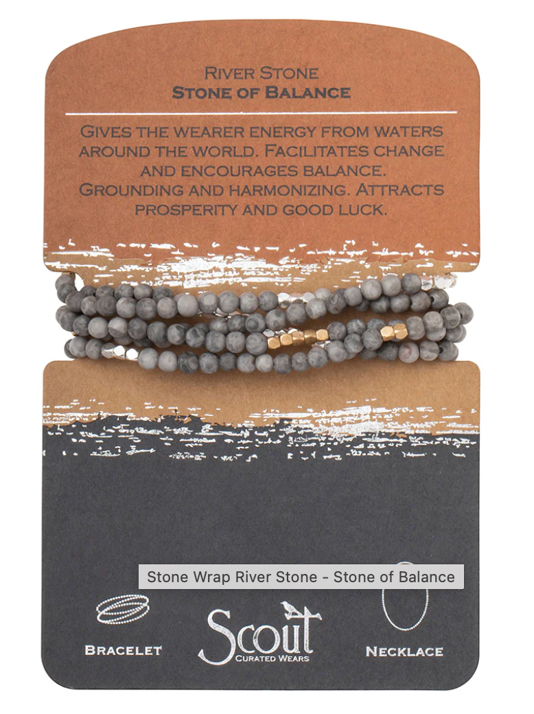 River stone Wrap Bracelet Stone of Balance