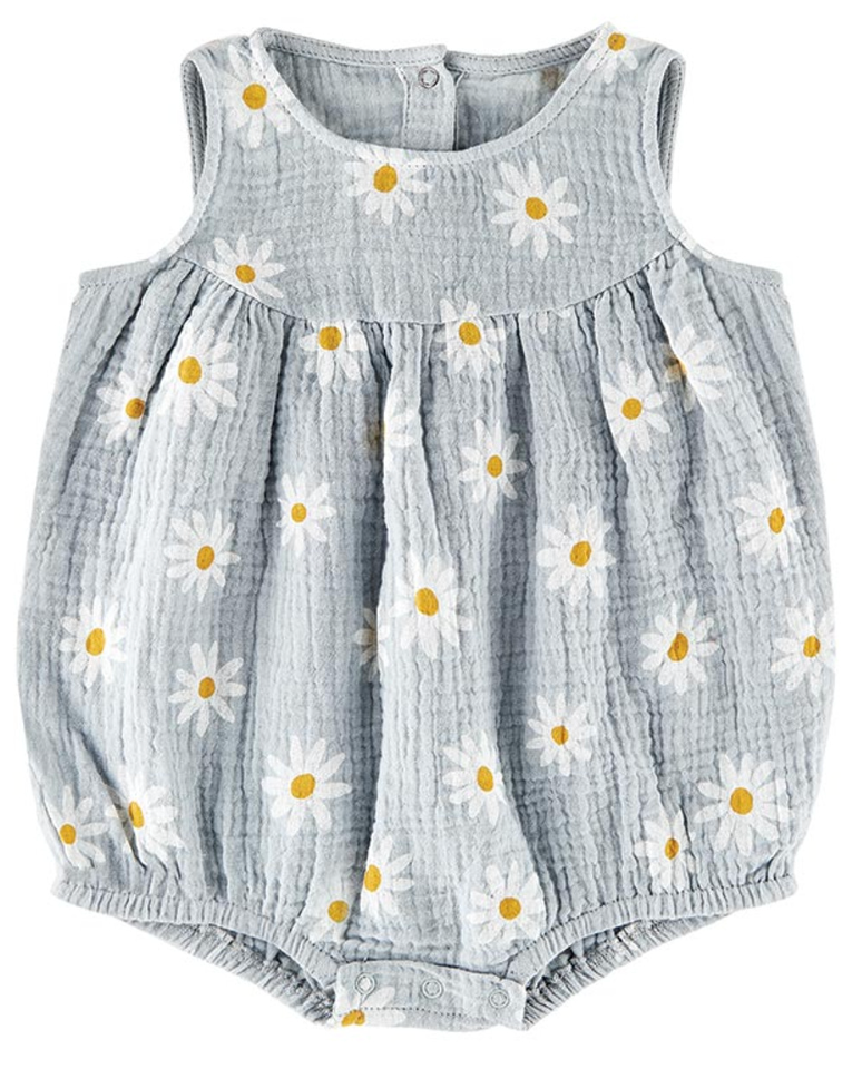 Blue Daisy Romper 3-6 mo