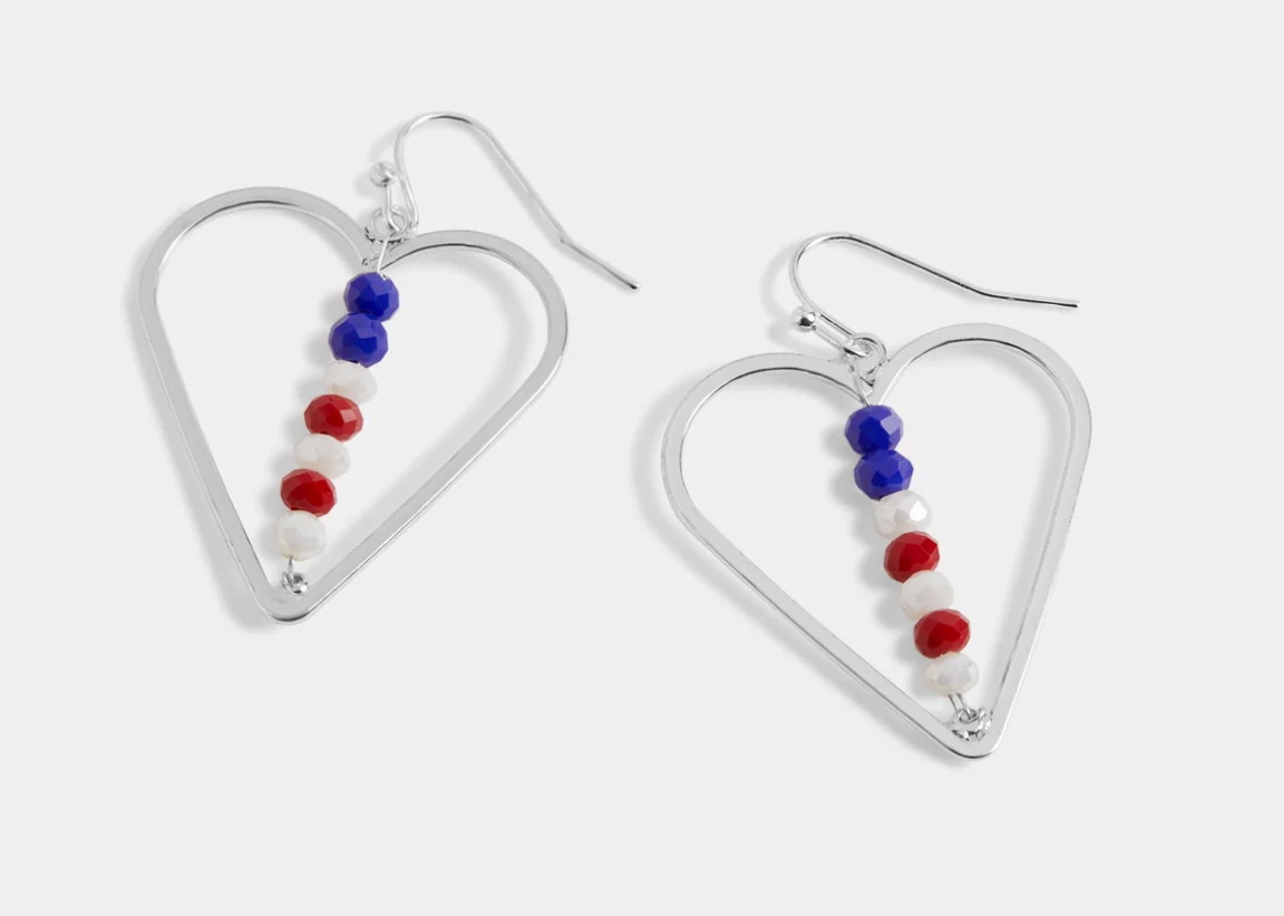 C+C American Beaded Heart Earrings