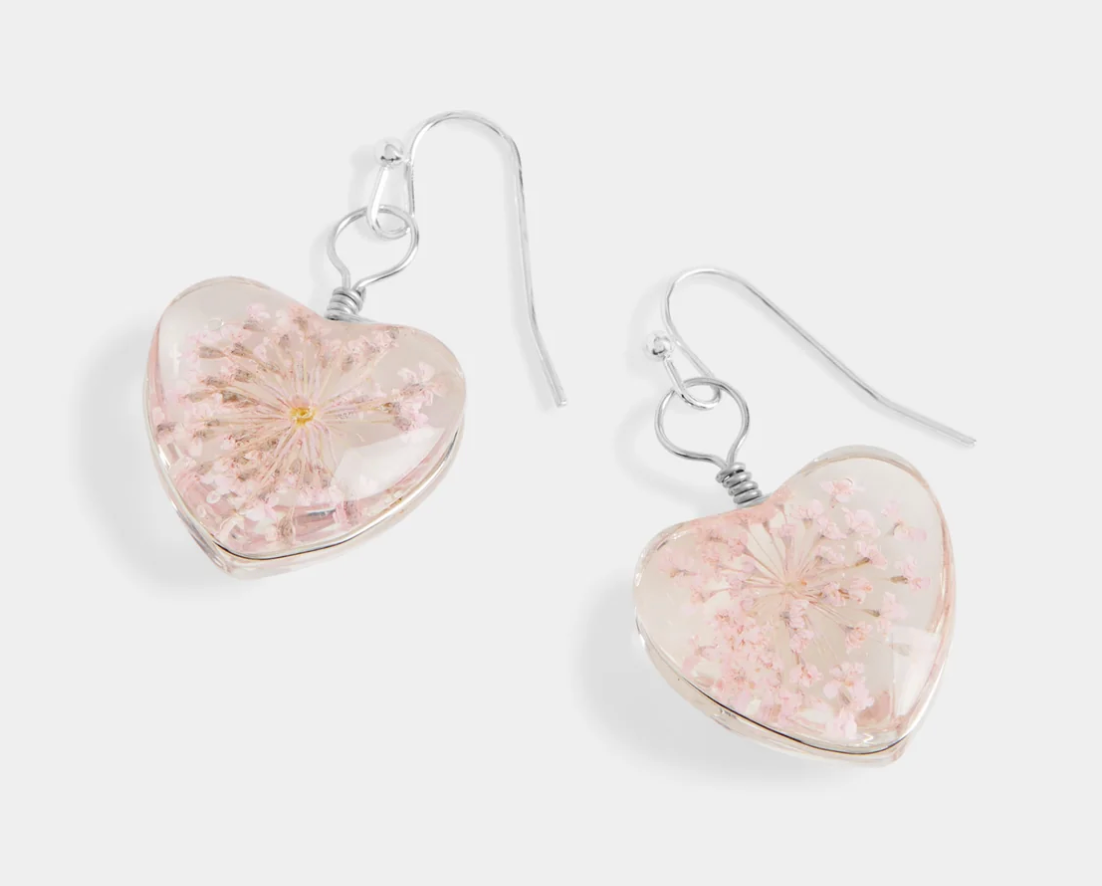 C+C Heart Press Flower Earrings