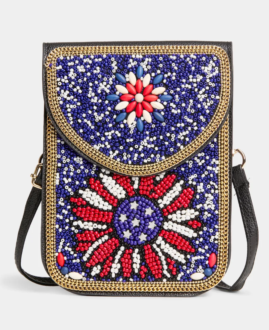 C+C Artisan Beaded Crossbody - Americana Flower