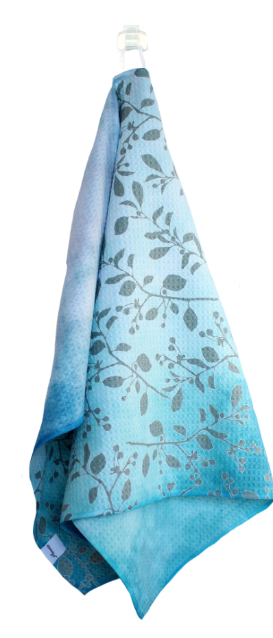 Waffle Towel Outlined Leaves