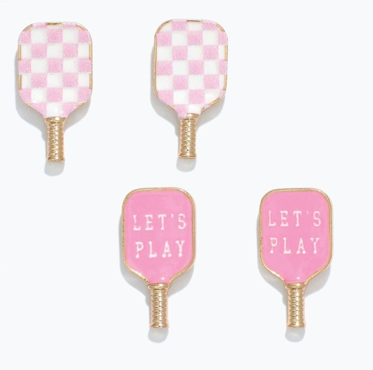 Earrings pink+ white Pockleball Duo