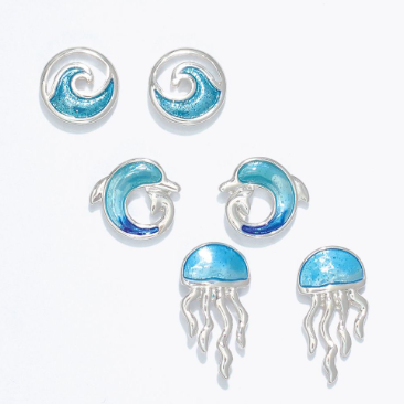 Earrings Wave Dolphin Jellyfish