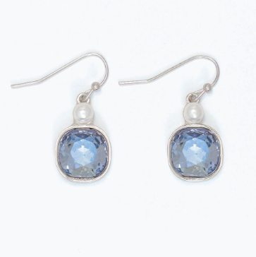 Earrings Blue Crystal with Pearl
