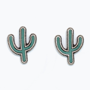 Earrings Wood Inlay in Turquoise Hue