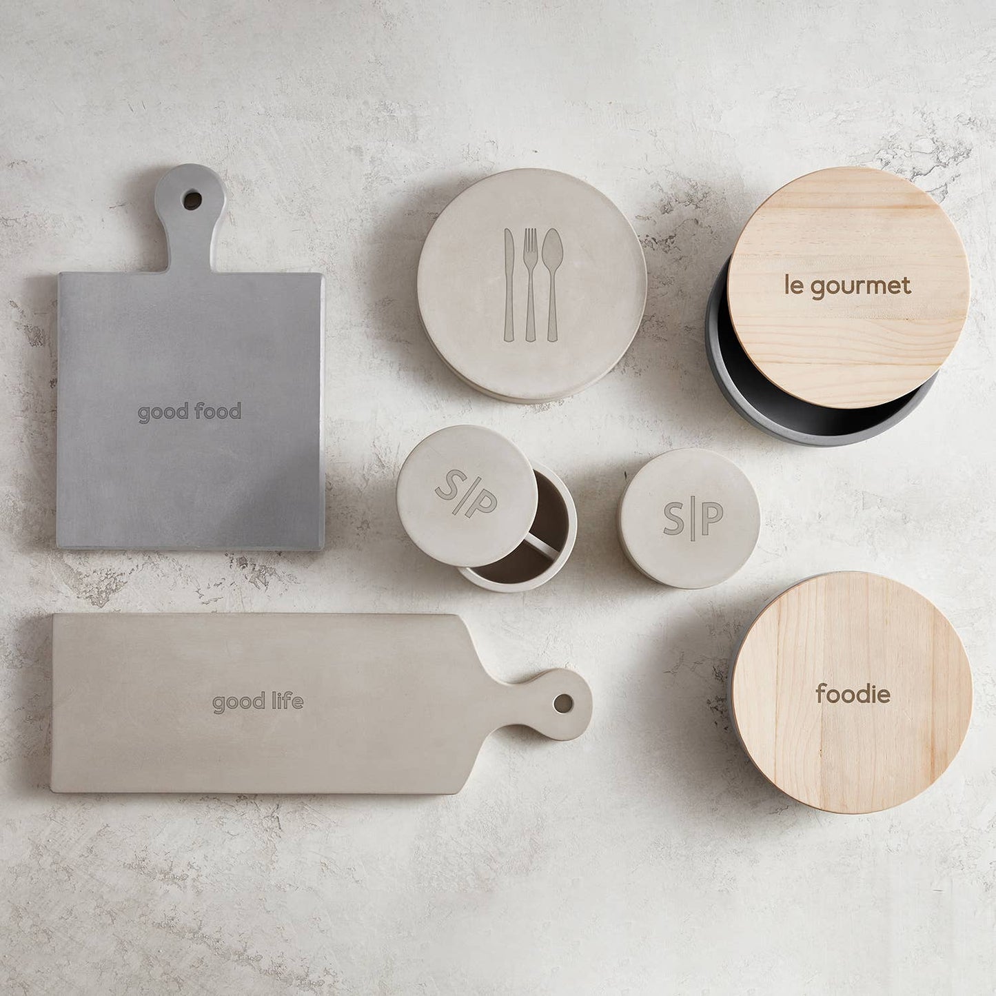 Dark Grey Cement Serving Board - Good Food