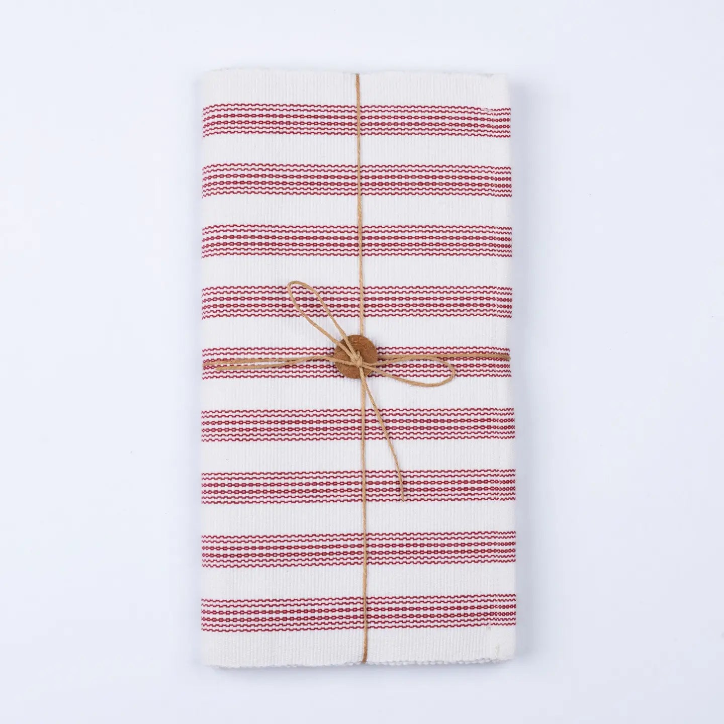 White & Red Stripe Woven Table Runner
