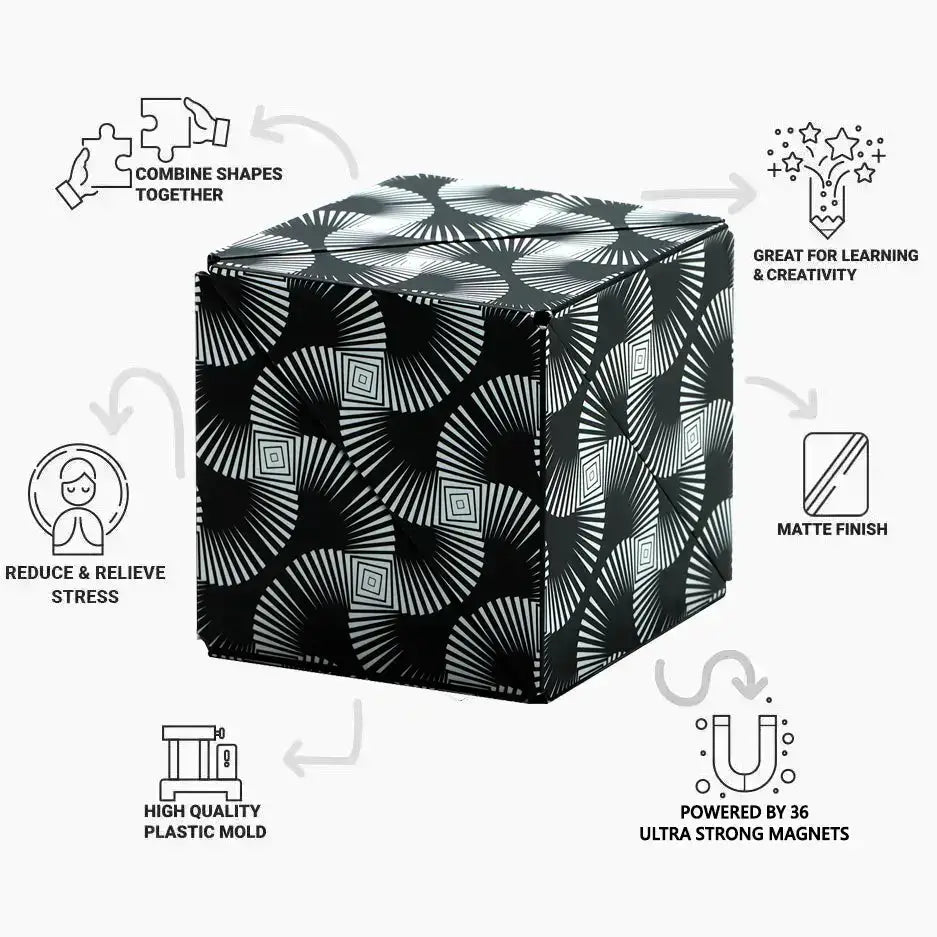 Shashibo Black & White Magnetic Puzzle Cube STEM STEAM MESH