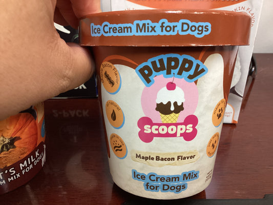 Puppy scoops maple bacon