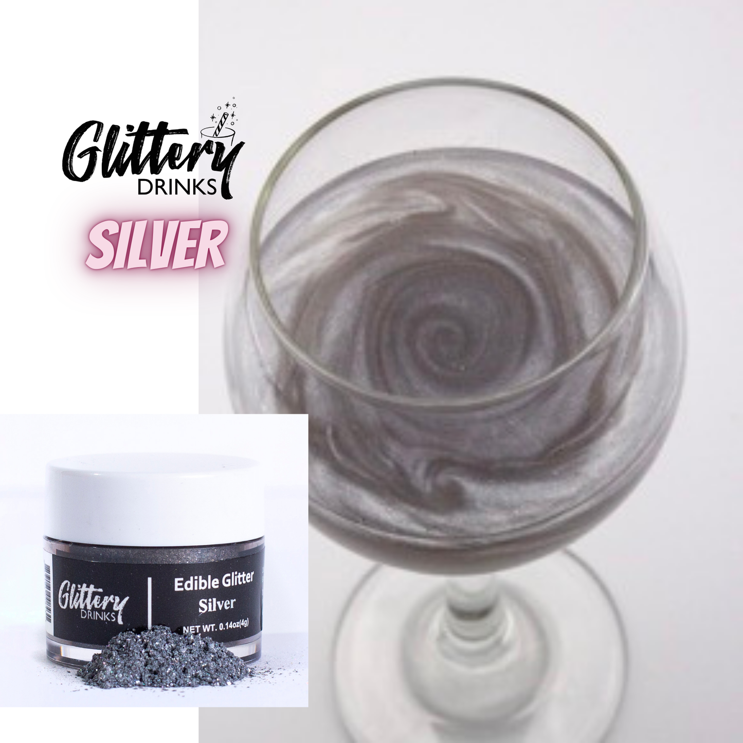 Silver - Edible shimmer powder for drinks 4g