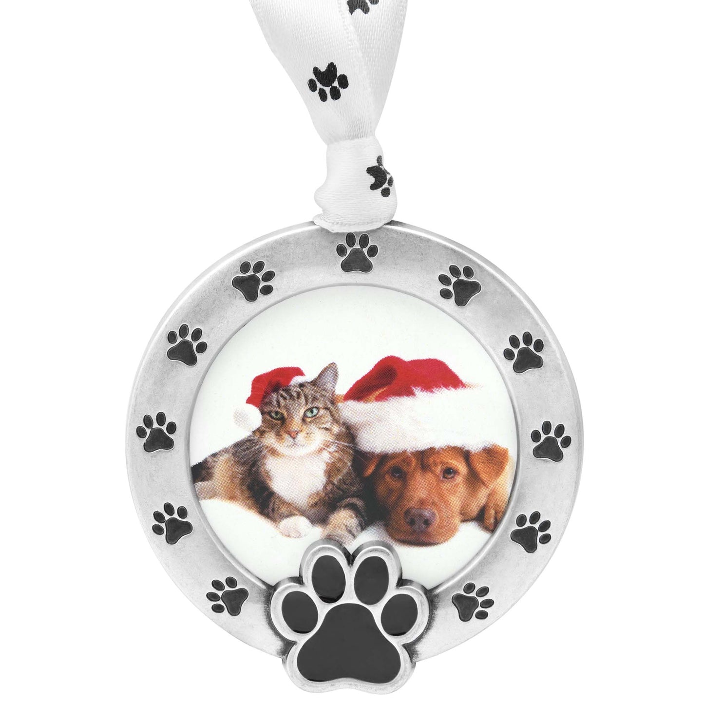 Paw Print Picture Frame Ornament - Pewter Silver