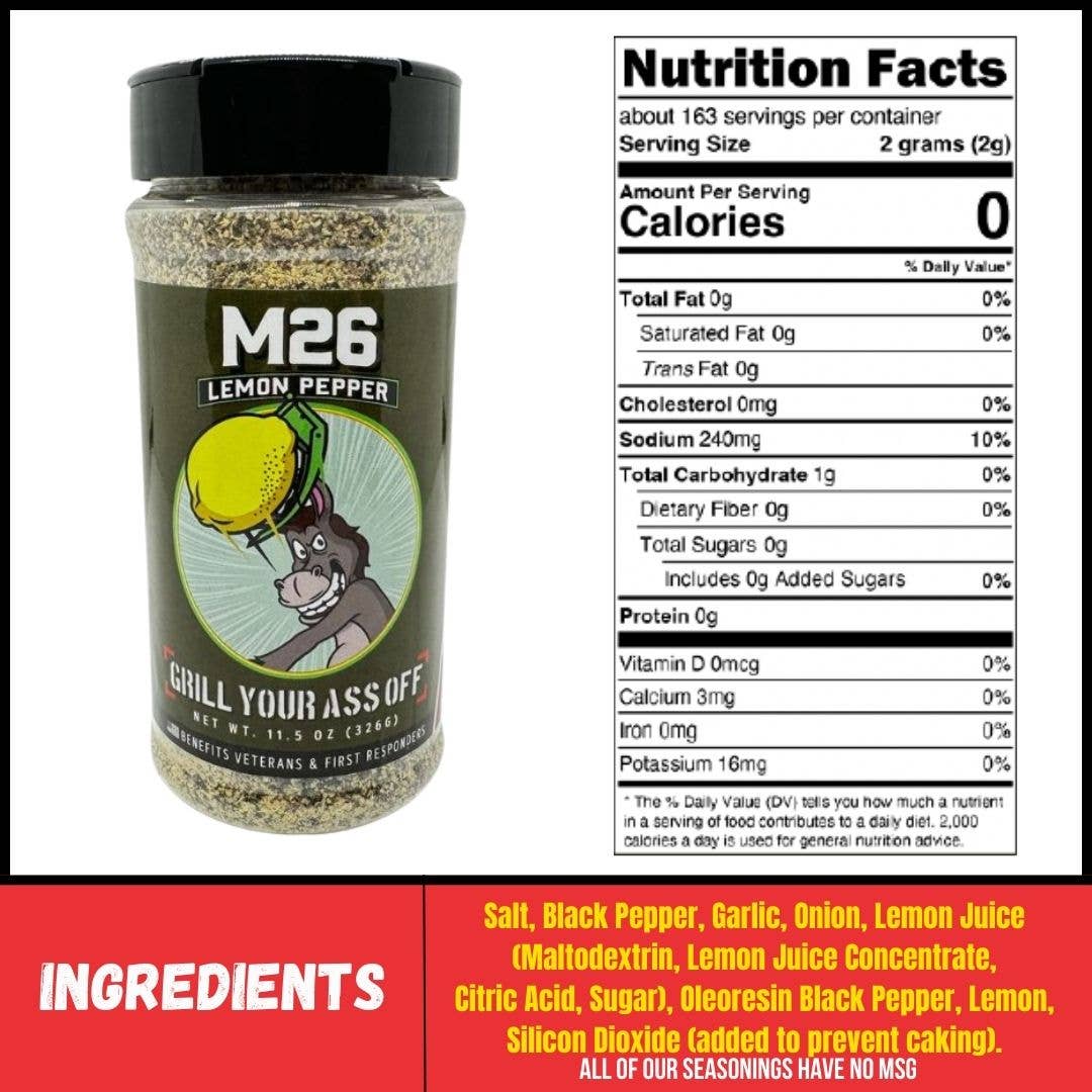 M26 Lemon Pepper Seasoning – Bold Citrus & Pepper Blend