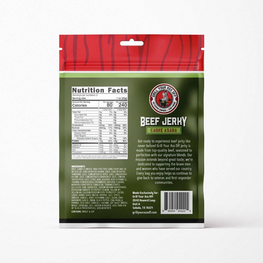 Carne Asada Beef Jerky 3oz Meat Snack | Zesty Street Flavor