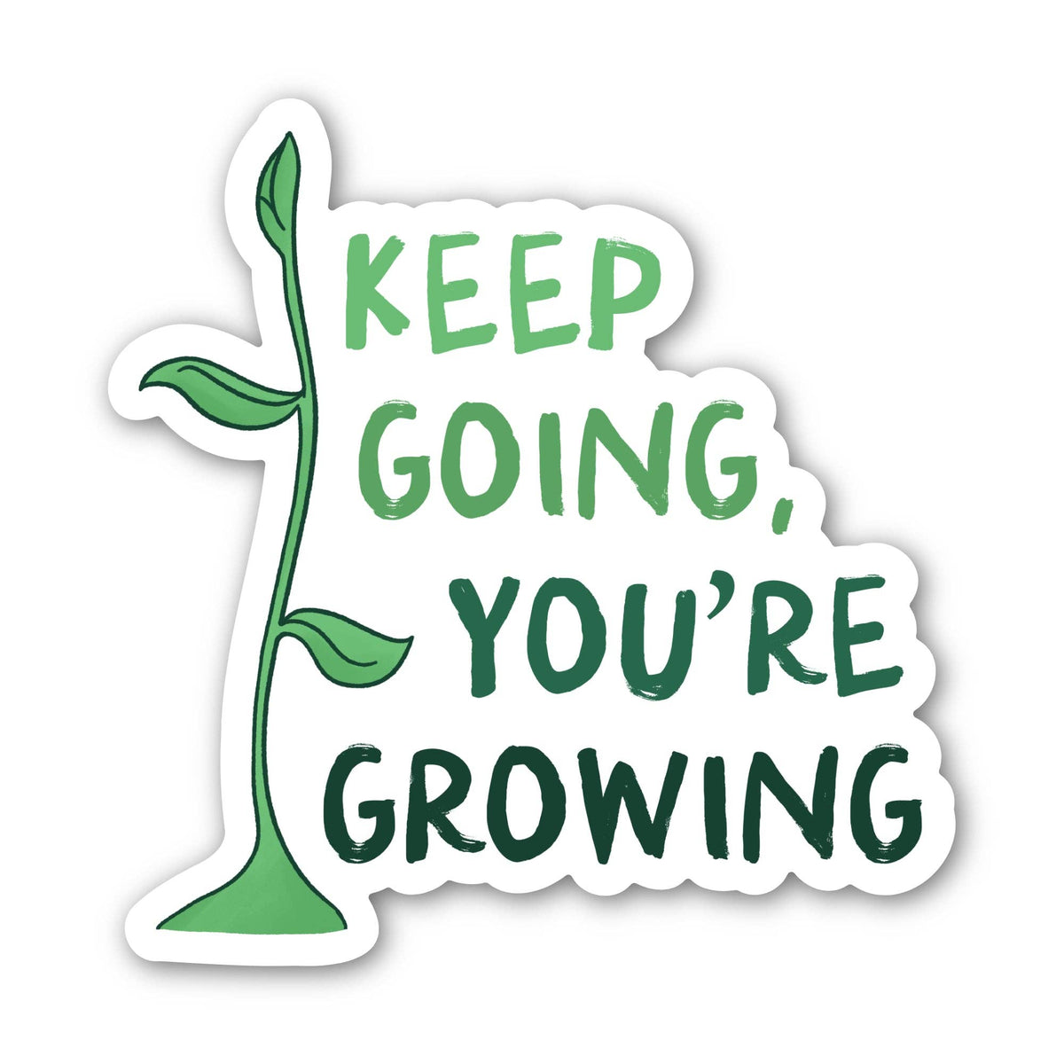 "Keep going, you're growing" Plant Inspirational Sticker