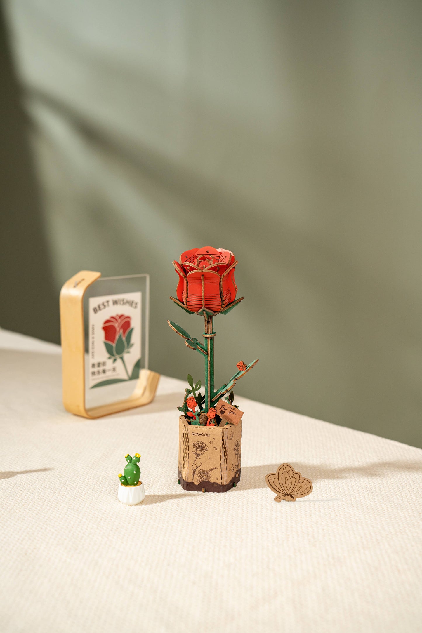 Red Rose 3D Wooden Puzzle