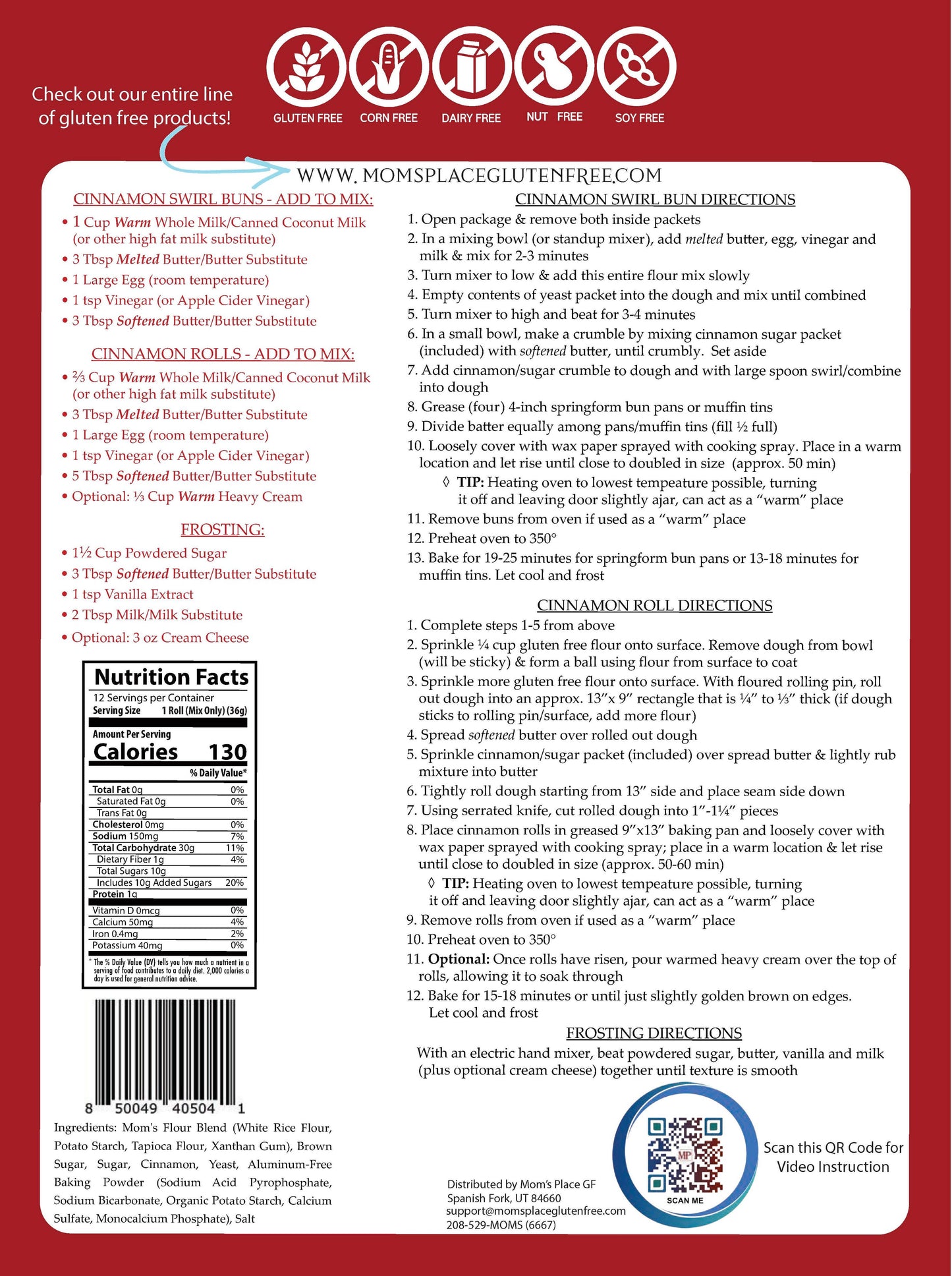 Gluten-Free Cinnamon Swirl Bun OR Cinnamon Roll Mix