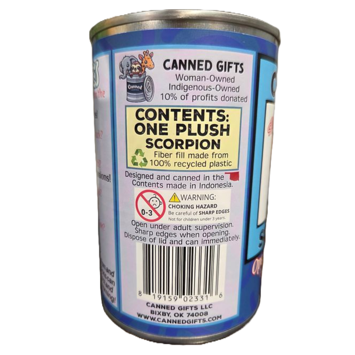Canned Scorpion - Bug Insect Plush Gift in Can w/Jokes