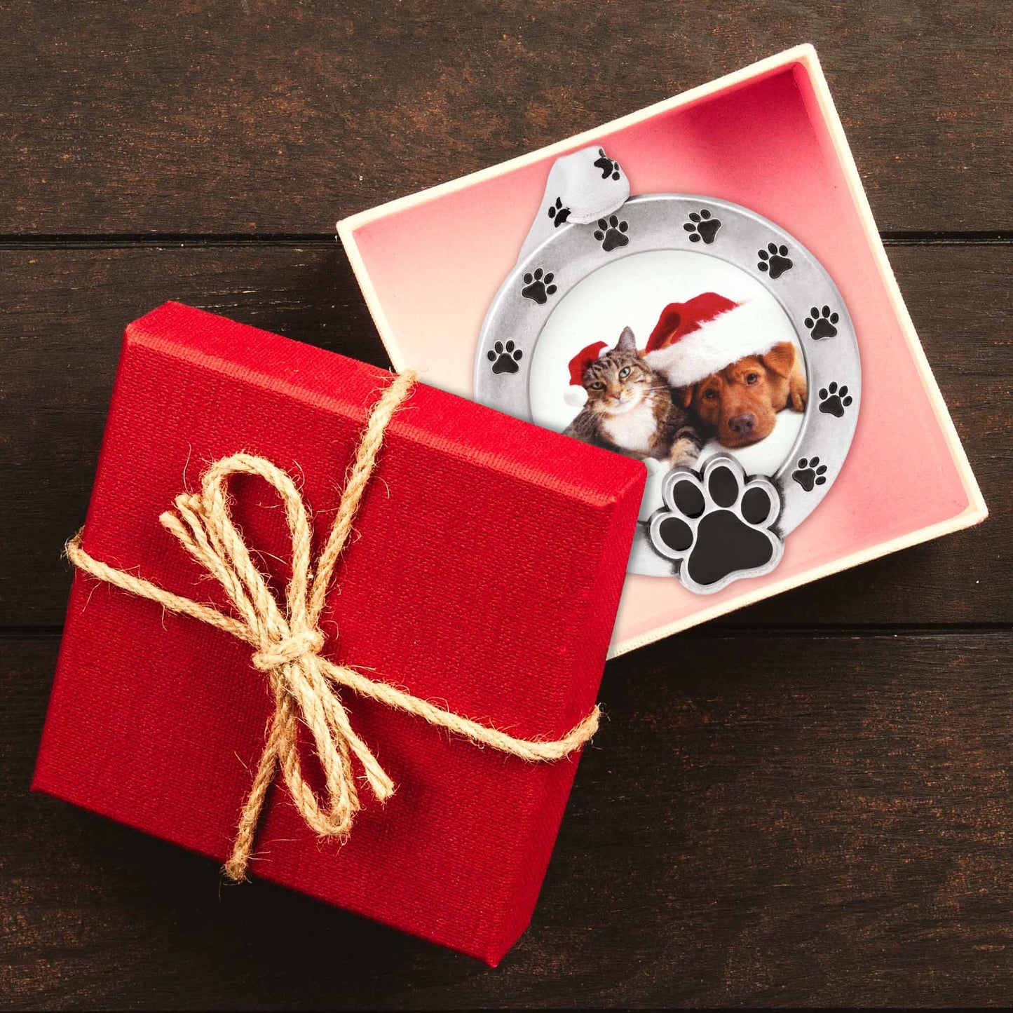 Paw Print Picture Frame Ornament - Pewter Silver