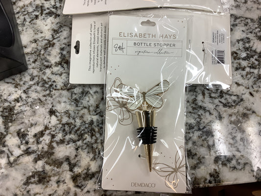 Bottle Stopper Cream & Gold Butterfly