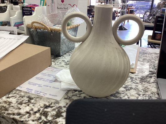 Cream ceramic double handle jug Vase