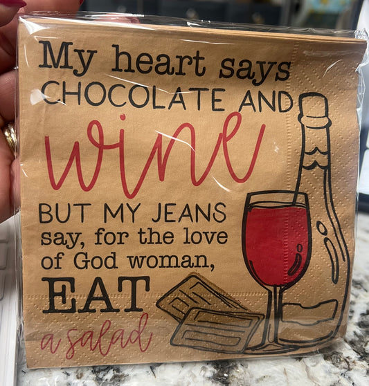 Cocktail Napkin -Heart Circa