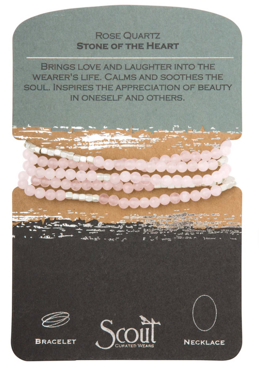 Rose Qz,Wrap Bracelet Stone of Heart
