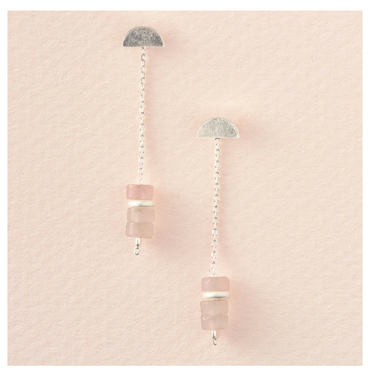 Stone Meteor Rose Qz Earrings