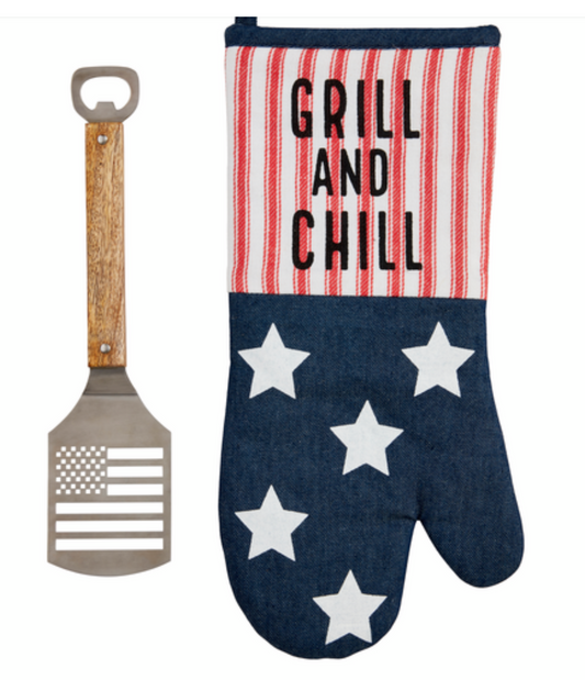 Denim Grill Mitt Set