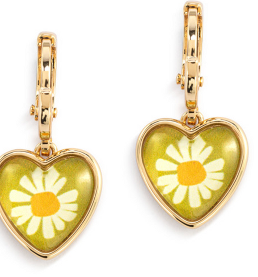 Art Heart Earrings- Flower