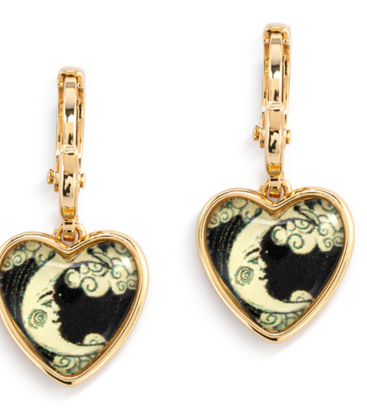 Art Heart Earrings- Moon Back