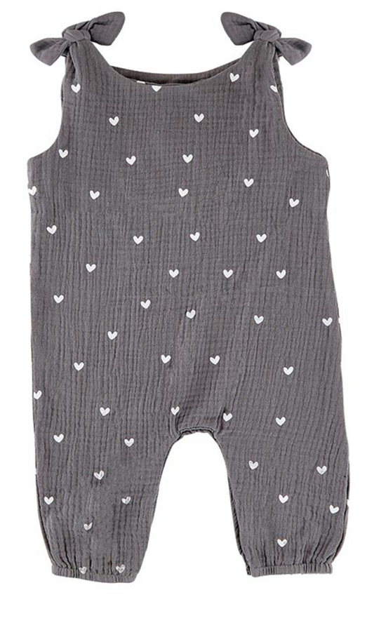 Hearts Overall Tie Romper 6-12 mo