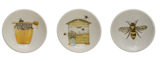 3" Stonewear Dish w/bees&honey - Assorted