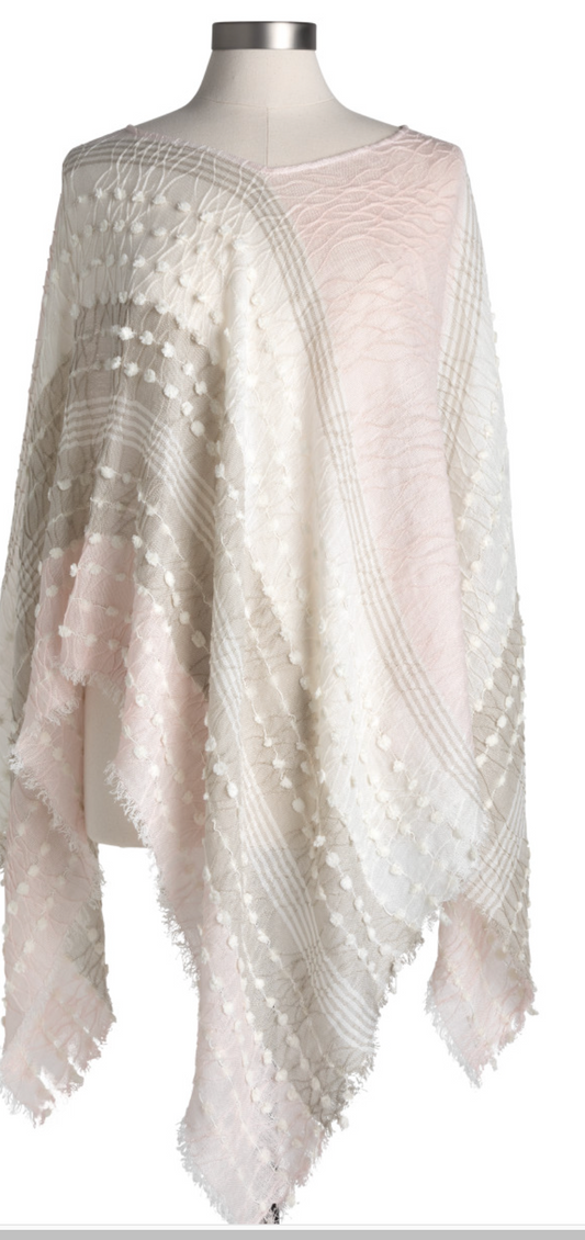 Textured Poncho -blush