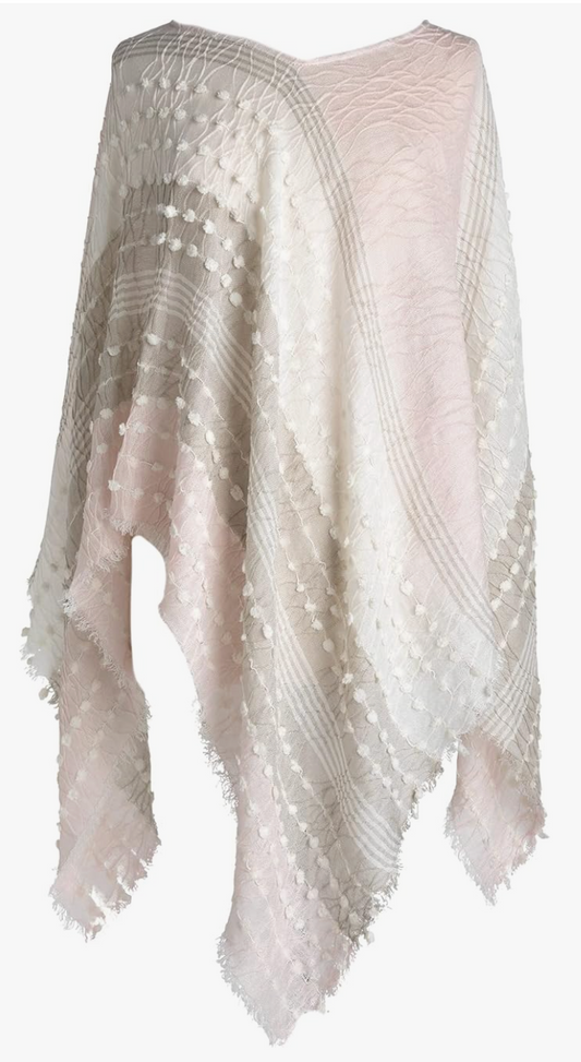 Textured Poncho -Blush