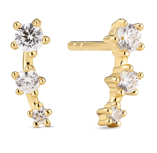 Lucente Tre Earrings-Gold