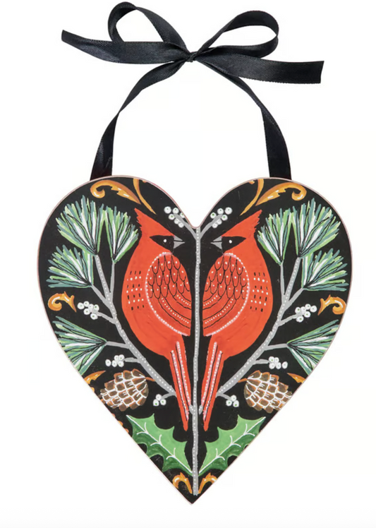 Heart Cardinal Ornament