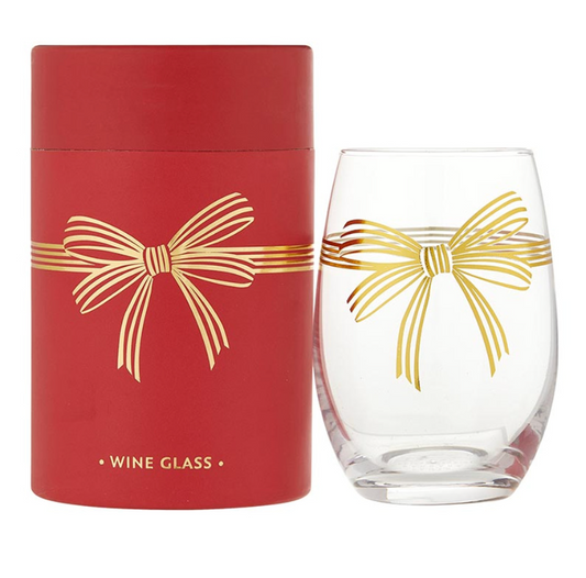 Wine Glass Gold Bow