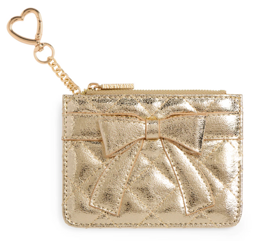 Quilted Bow Card Case Gold