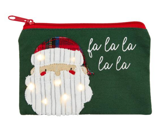 Santa Face Light Up Xmas Pouch