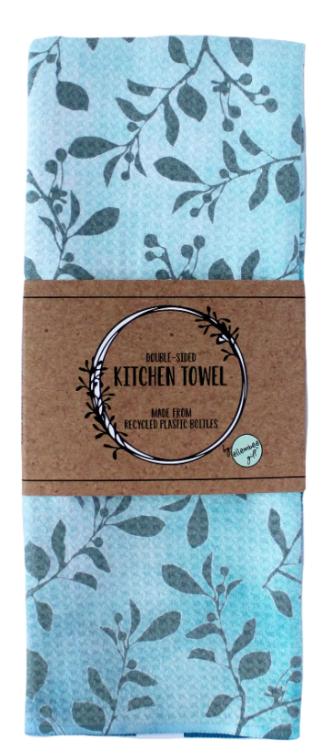 Waffle Towel Outlined Leaves