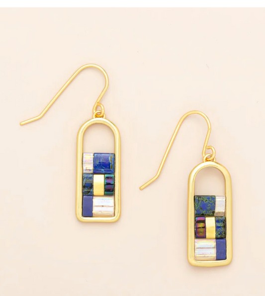 Good karma Miyuki Frame Earings Indigo Gold