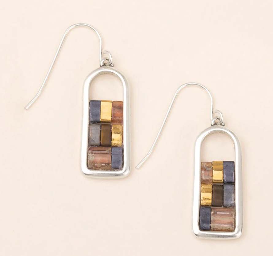 Good karma Miyuki Frame Earings Gunmetal Silver
