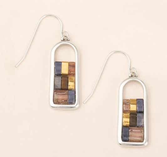 Good karma Miyuki Frame Earings Gunmetal Silver