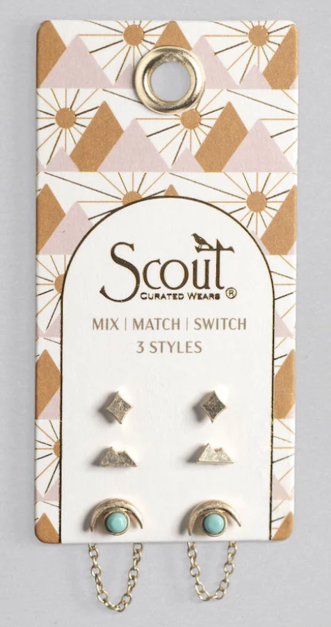 Stud Trio Ear Jacket Set Mtn/Turq/Gold