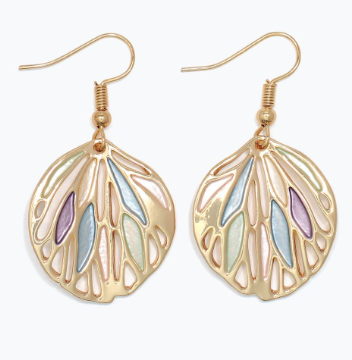 Earrings Multicolor Gold Cutout Droplets